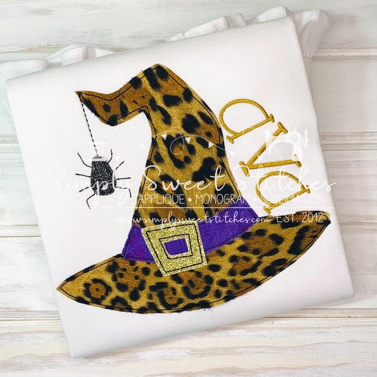 1804 - WITCH HAT WITH SPIDER - APPLIQUE CHILD SHIRT