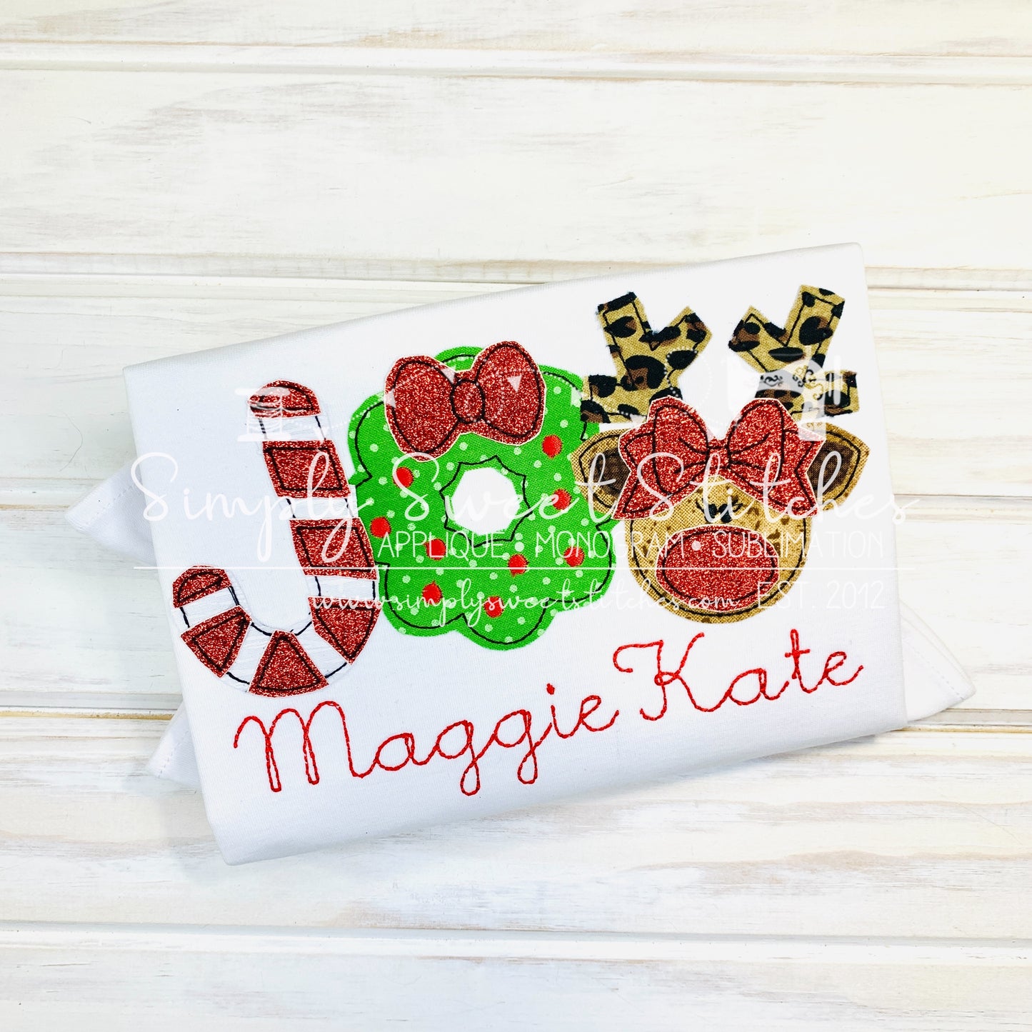 1903 - CHRISTMAS GIRL REINDEER JOY - APPLIQUE CHILD SHIRT