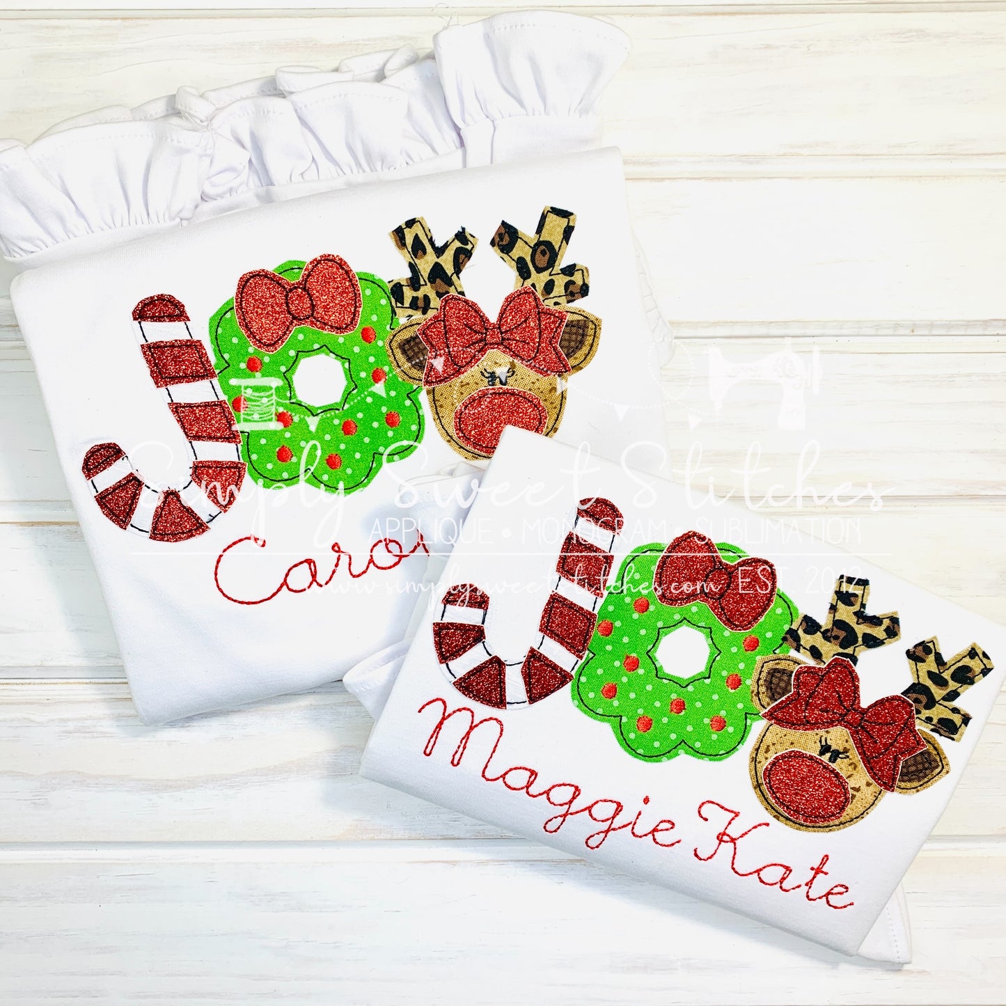 1903 - CHRISTMAS GIRL REINDEER JOY - APPLIQUE CHILD SHIRT