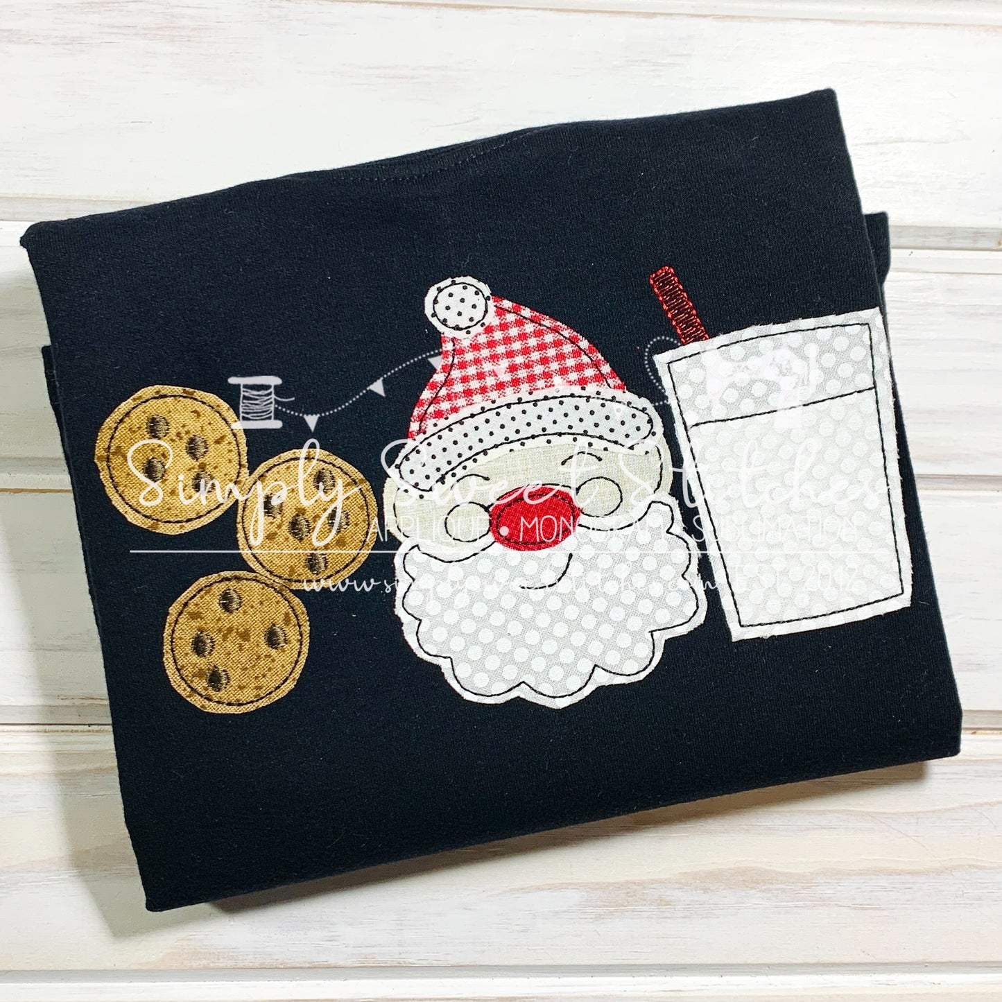 1919 - COOKIES AND MILK SANTA - APPLIQUE CHILD SHIRT