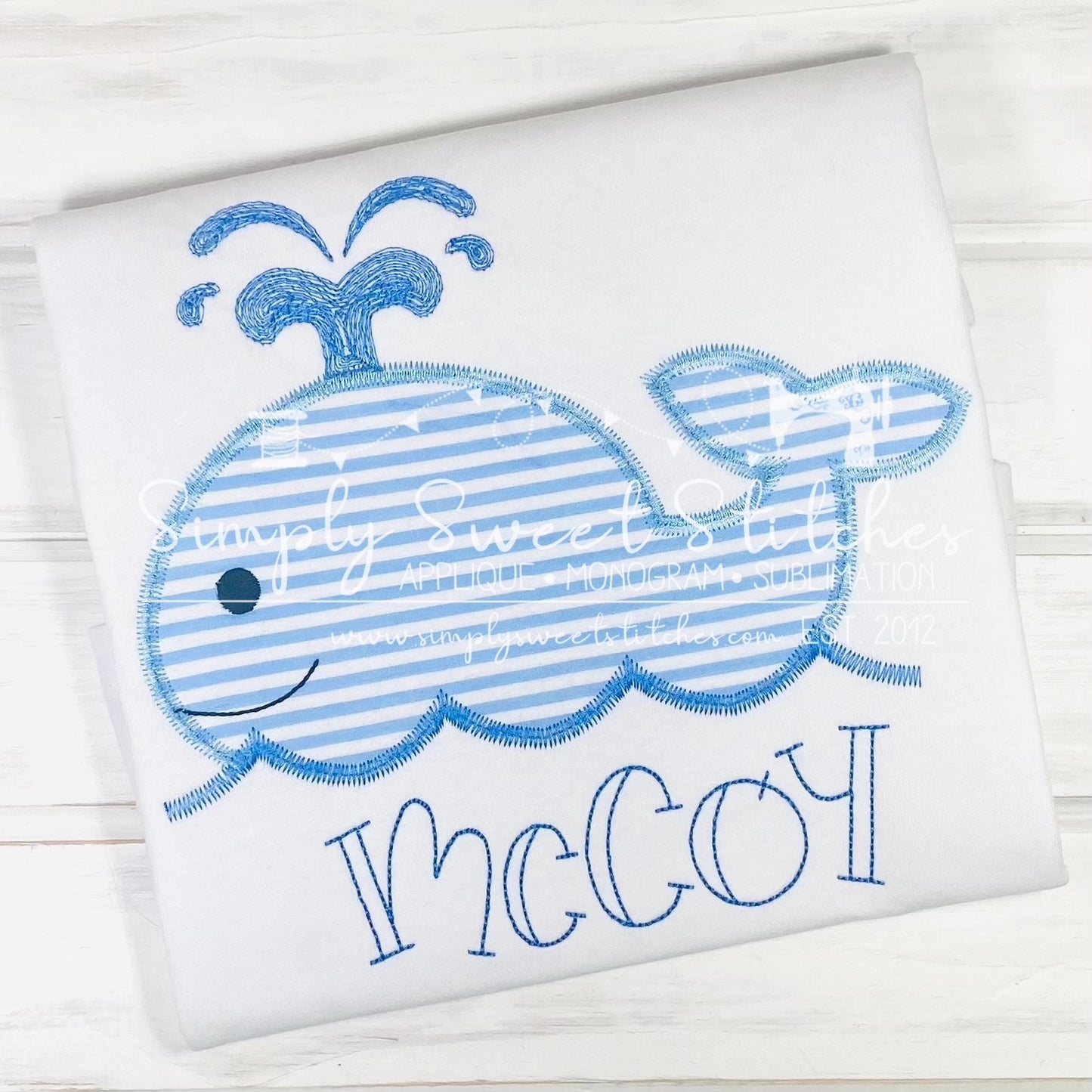 2435 - WHALE WITH WATER SPOUT APPLIQUE - CHILD SHIRT