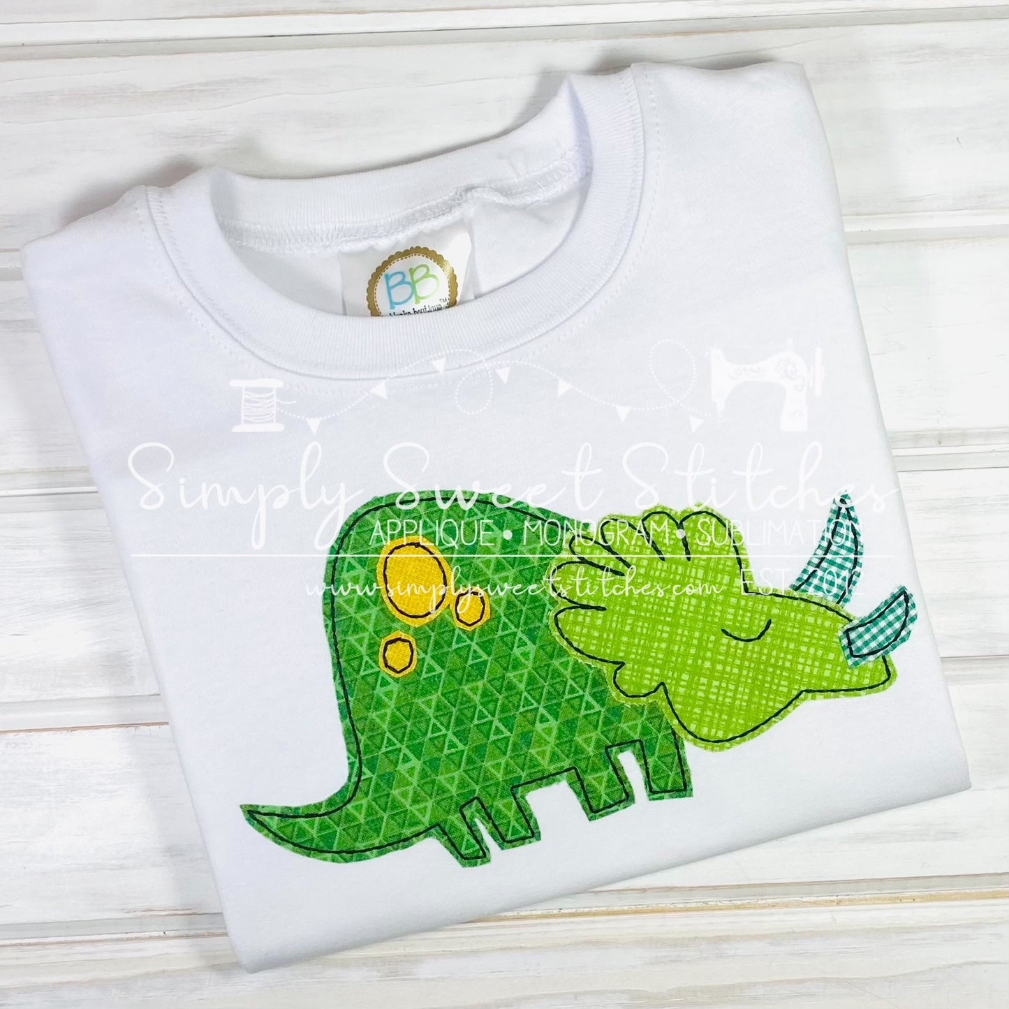 1556 - TRICERATOPS - APPLIQUE CHILD SHIRT