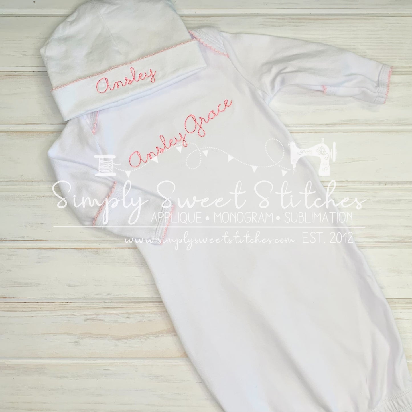 1381 - FULL NAME - EMBROIDERY BABY GOWN