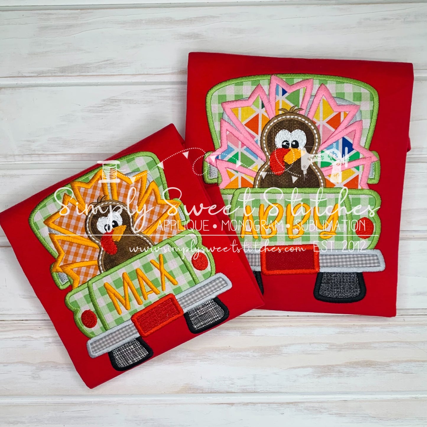 1796 - TURKEY TRUCK THANKSGIVING - APPLIQUE CHILD SHIRT