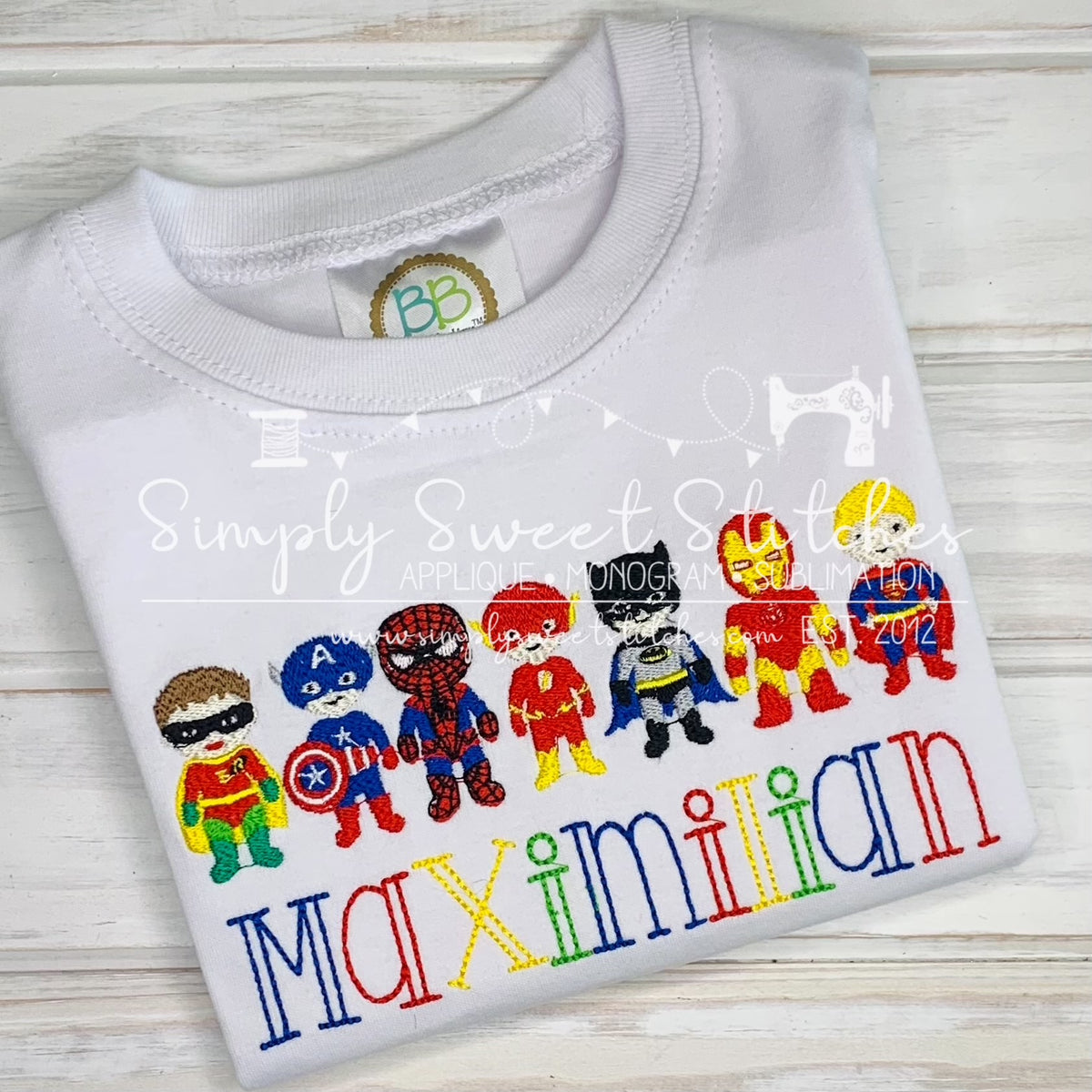 1663 - SUPERHERO LINEUP - SKETCH CHILD SHIRT