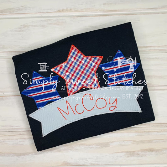 1722 - PATRIOTIC STARS TRIO - APPLIQUE CHILD SHIRT