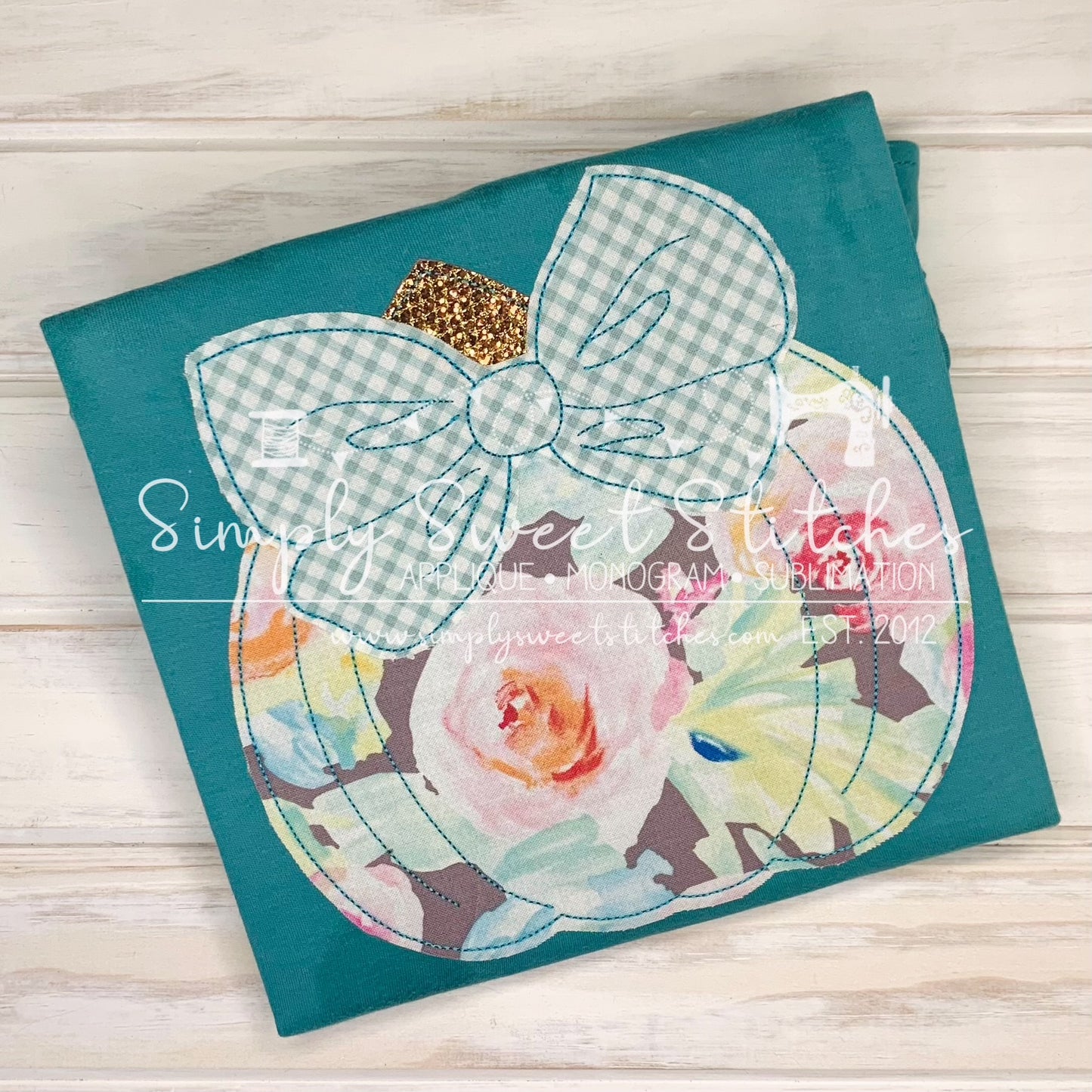 1210 - PUMPKIN WITH BIG BOW - APPLIQUE CHILD SHIRT
