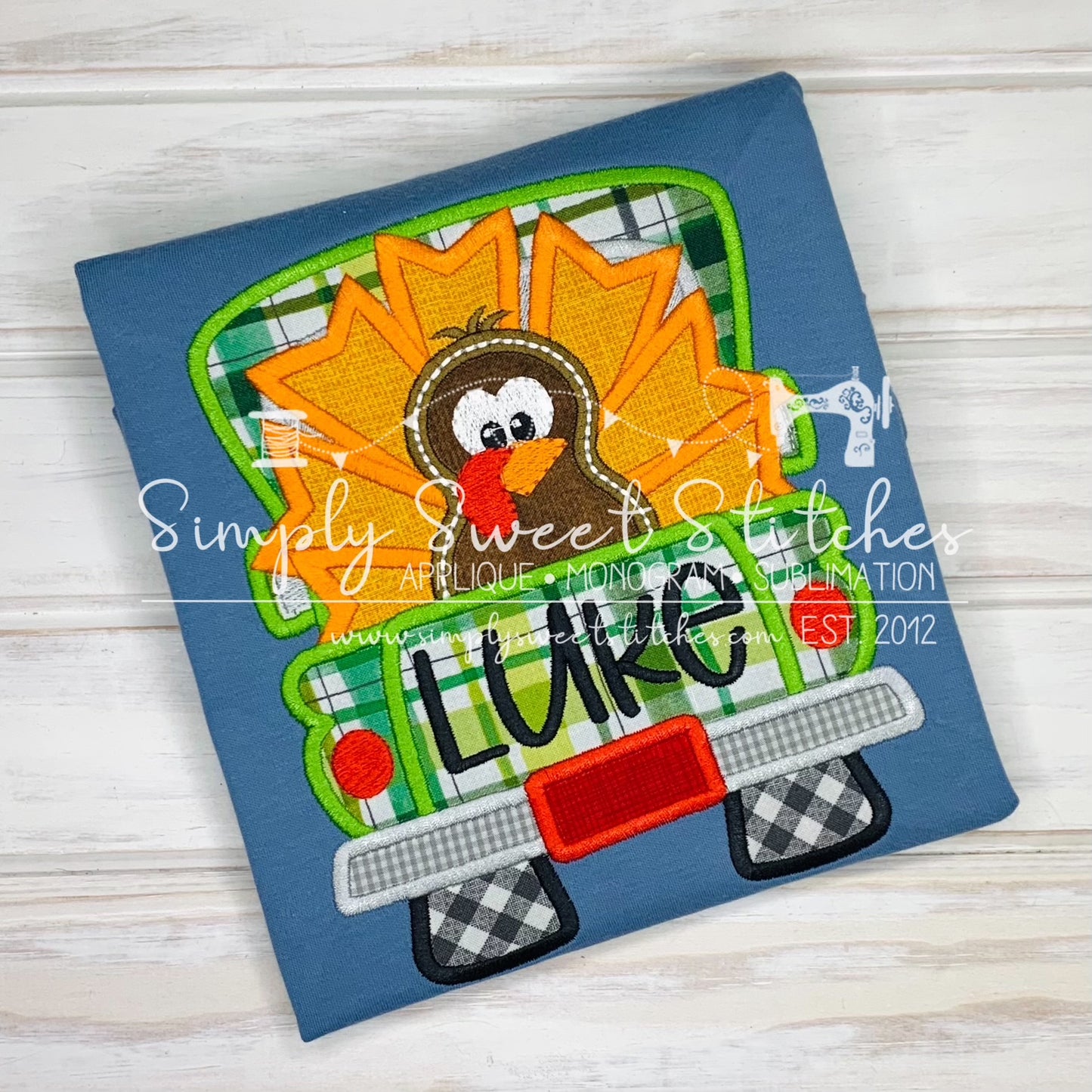 1796 - TURKEY TRUCK THANKSGIVING - APPLIQUE CHILD SHIRT
