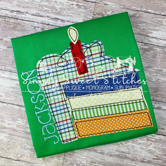 1506 - BOYS BIRTHDAY CAKE - APPLIQUE CHILD SHIRT
