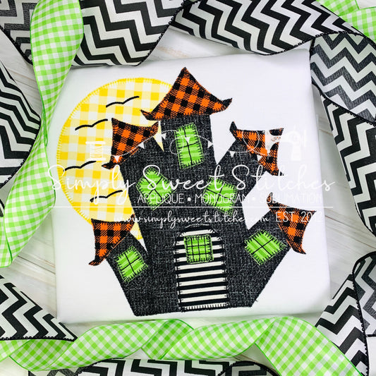 1814 - BOY HAUNTED HOUSE - APPLIQUE CHILD SHIRT