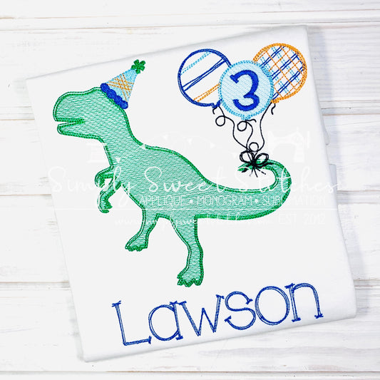 2183 - DINOSAUR BIRTHDAY BALLOONS - SKETCH CHILD SHIRT