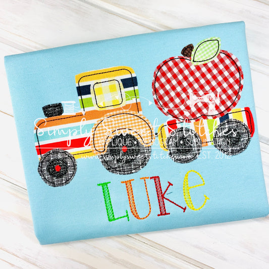 1745 - APPLE TRACTOR - APPLIQUE CHILD SHIRT