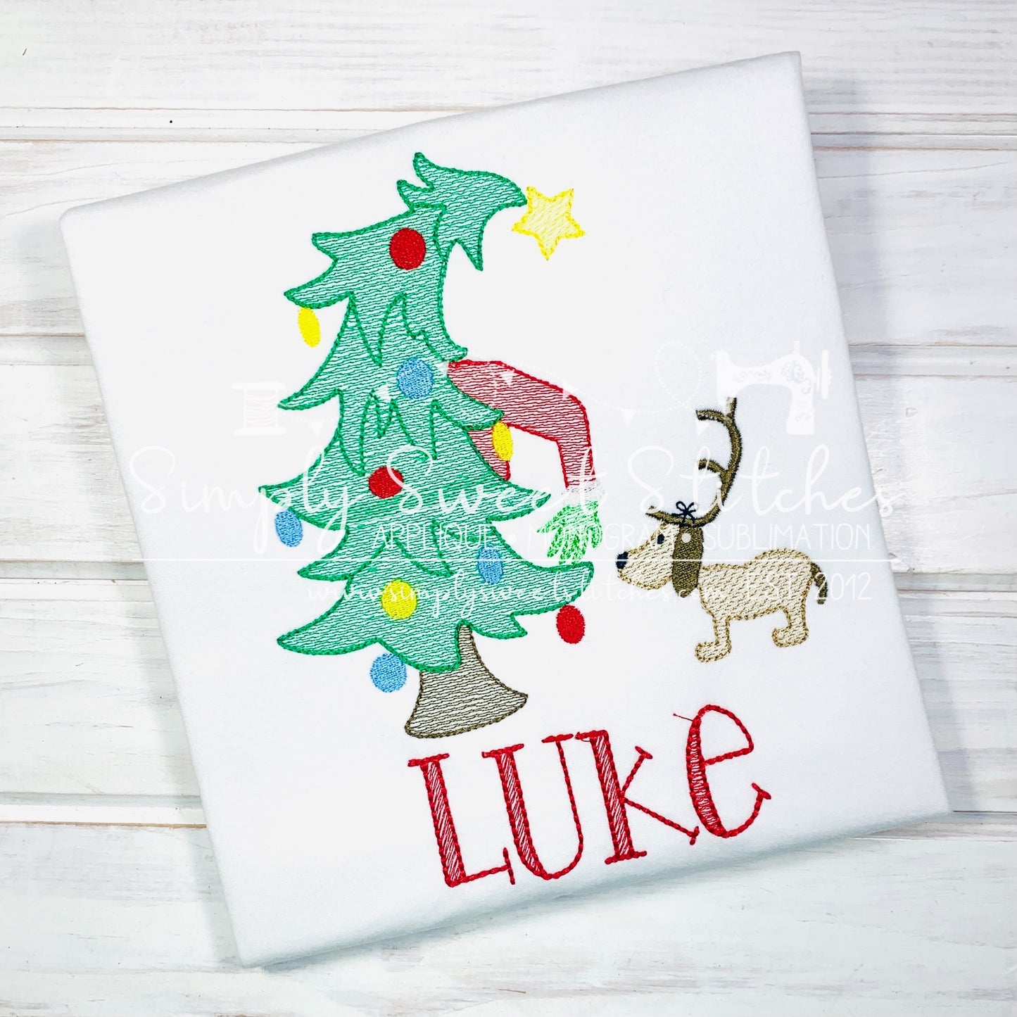 1909 - GRINCH TREE WITH DOG - SKETCH CHILD SHIRT