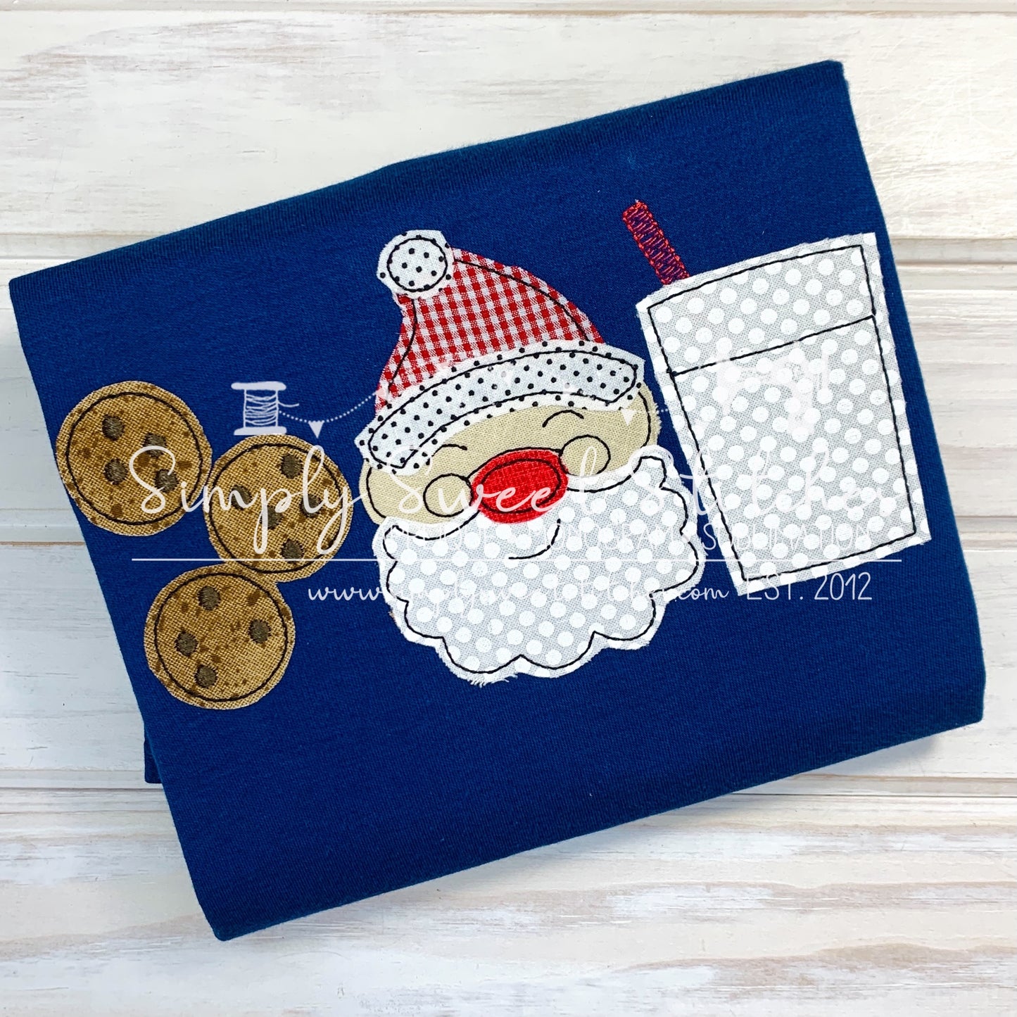 1919 - COOKIES AND MILK SANTA - APPLIQUE CHILD SHIRT