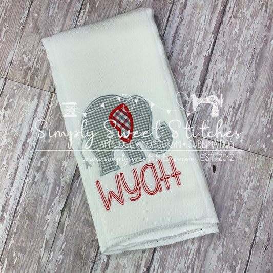 1116 - ELEPHANT - APPLIQUE BURP CLOTH