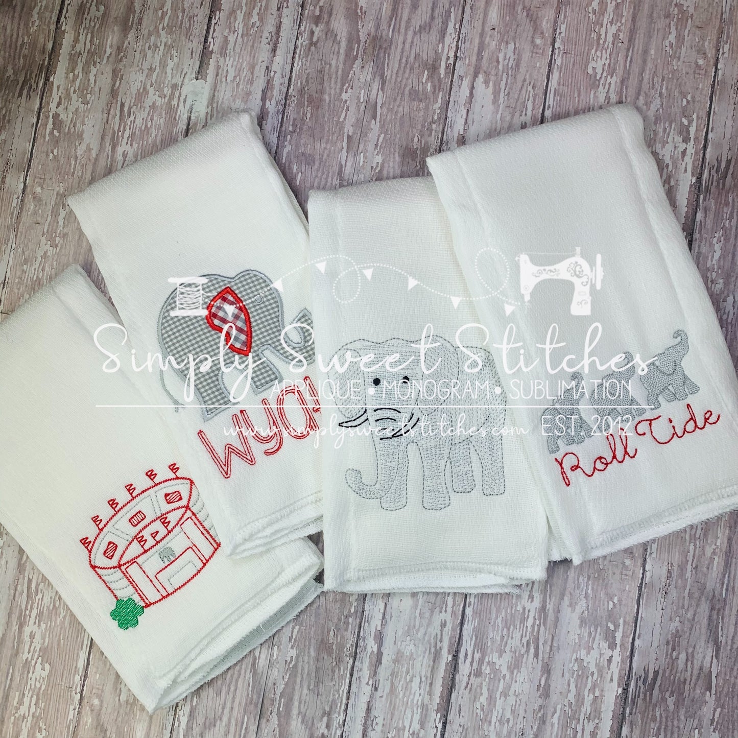 1116 - ELEPHANT - APPLIQUE BURP CLOTH