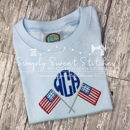 1609 - PATRIOTIC FLAG MONOGRAM - SKETCH CHILD SHIRT