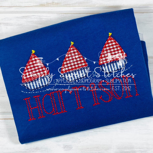 2057 - SAILBOAT TRIO - - APPLIQUE CHILD SHIRT
