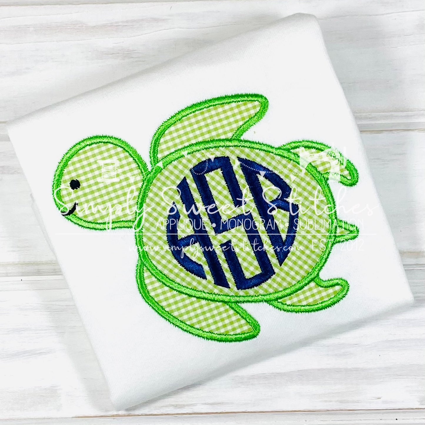 2056 - TURTLE MONOGRAM - APPLIQUE CHILD SHIRT