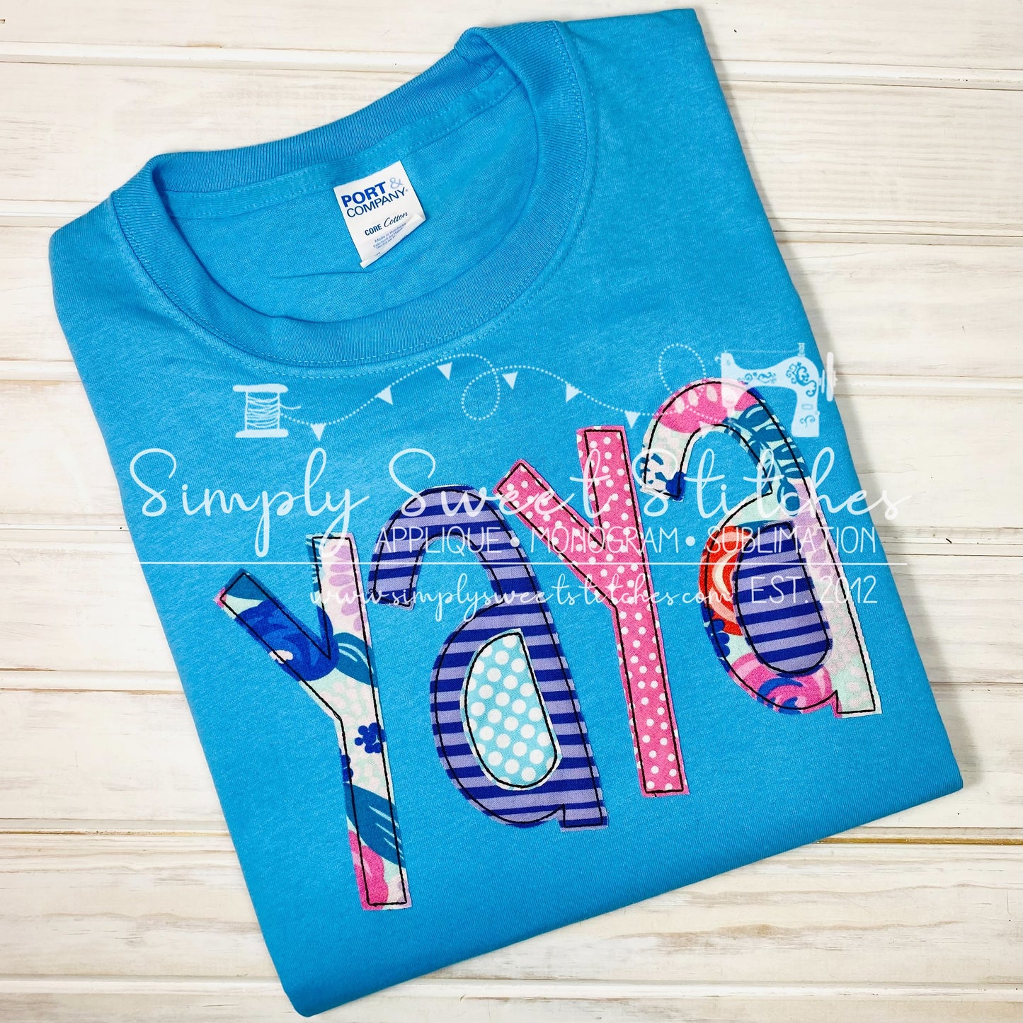 2038 - GRANDPARENT NAME APPLIQUE - ADULT SHIRT