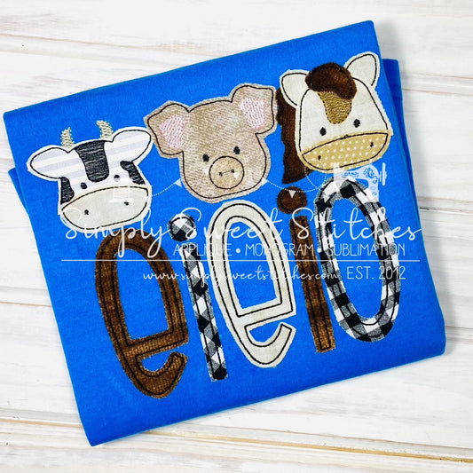 2051 - EIEIO FARM - APPLIQUE CHILD SHIRT