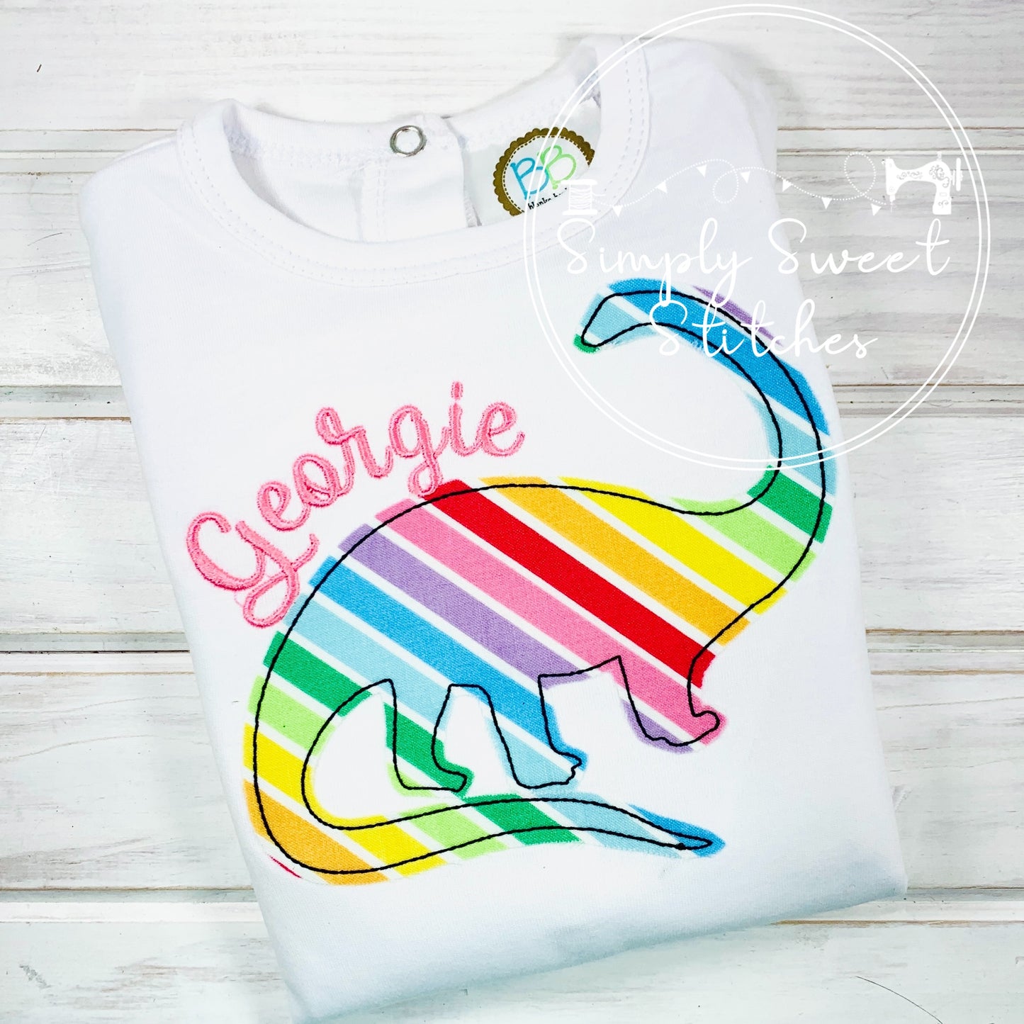 1656 - GIRL DINOSAUR - APPLIQUE CHILD SHIRT