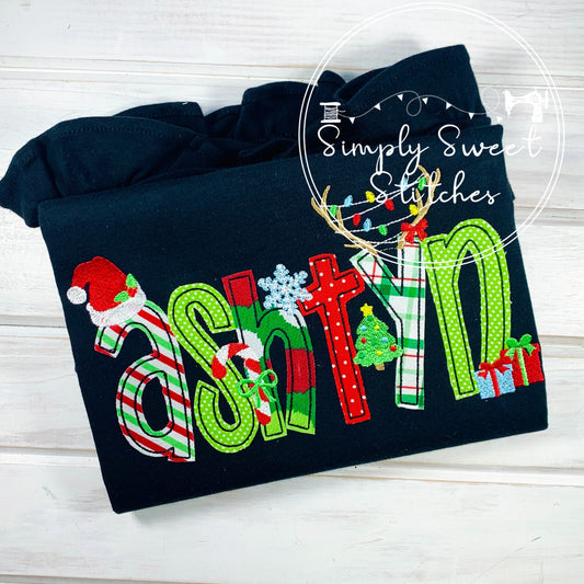 2202 - CHRISTMAS NAME - APPLIQUE CHILD SWEATSHIRT