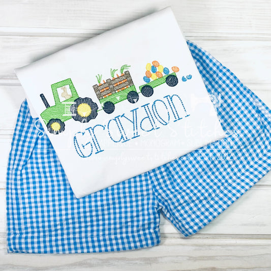 1547 - EASTER TRACTOR - SKETCH CHILD SHIRT