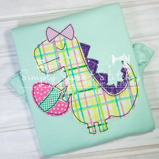 1543 - EASTER GIRL DINOSAUR - APPLIQUE CHILD SHIRT