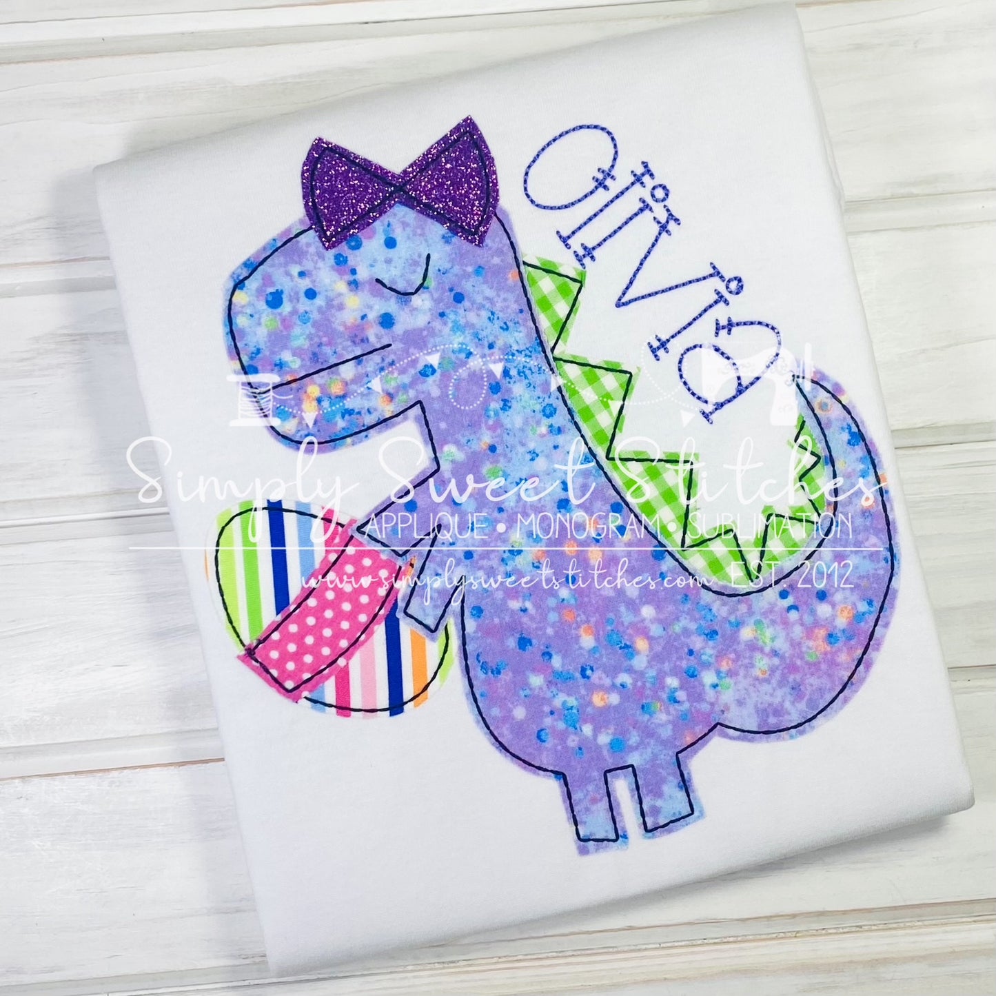 1543 - EASTER GIRL DINOSAUR - APPLIQUE CHILD SHIRT