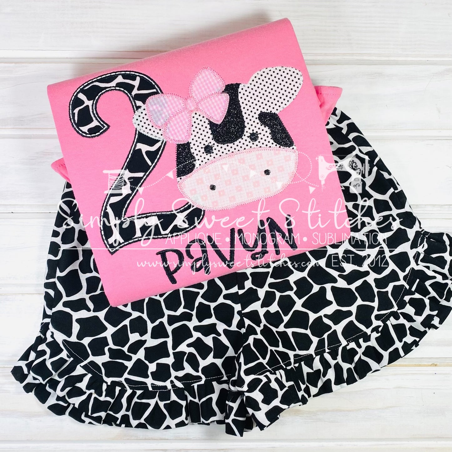1962 - GIRL COW BIRTHDAY NUMBER - APPLIQUE CHILD SHIRT