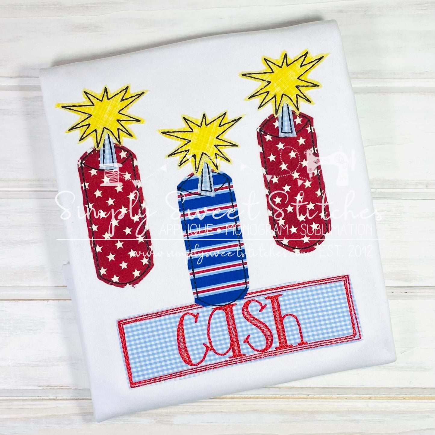 1606 - BOYS FIRECRACKER TRIO - APPLIQUE CHILD SHIRT
