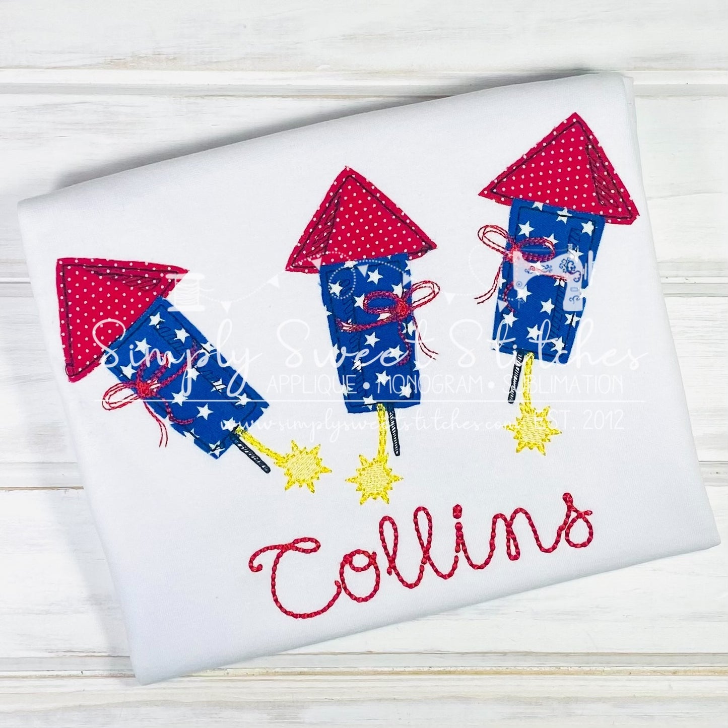 1721 - FIRECRACKER WITH BOW - APPLIQUE CHILD SHIRT