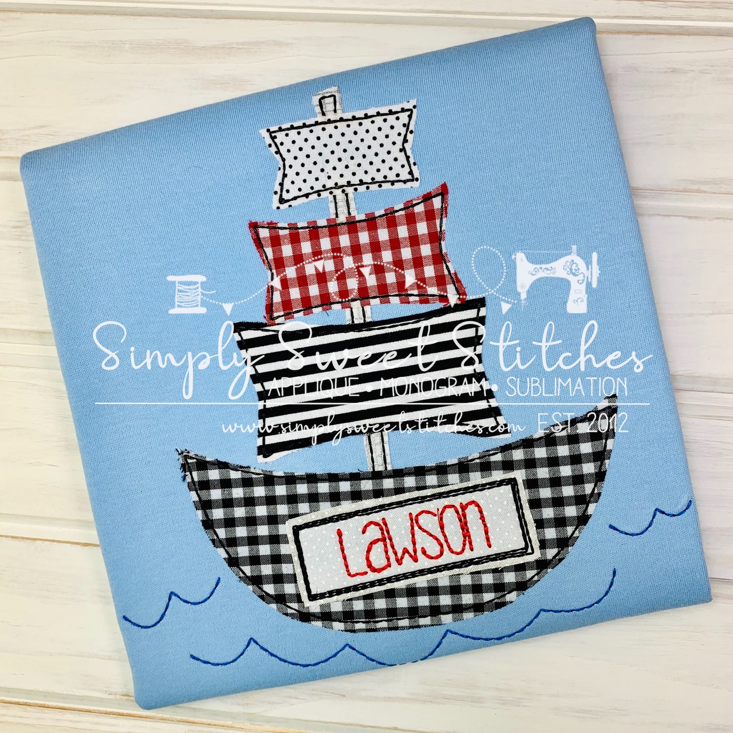 1573 - PIRATE SHIP - APPLIQUE CHILD SHIRT