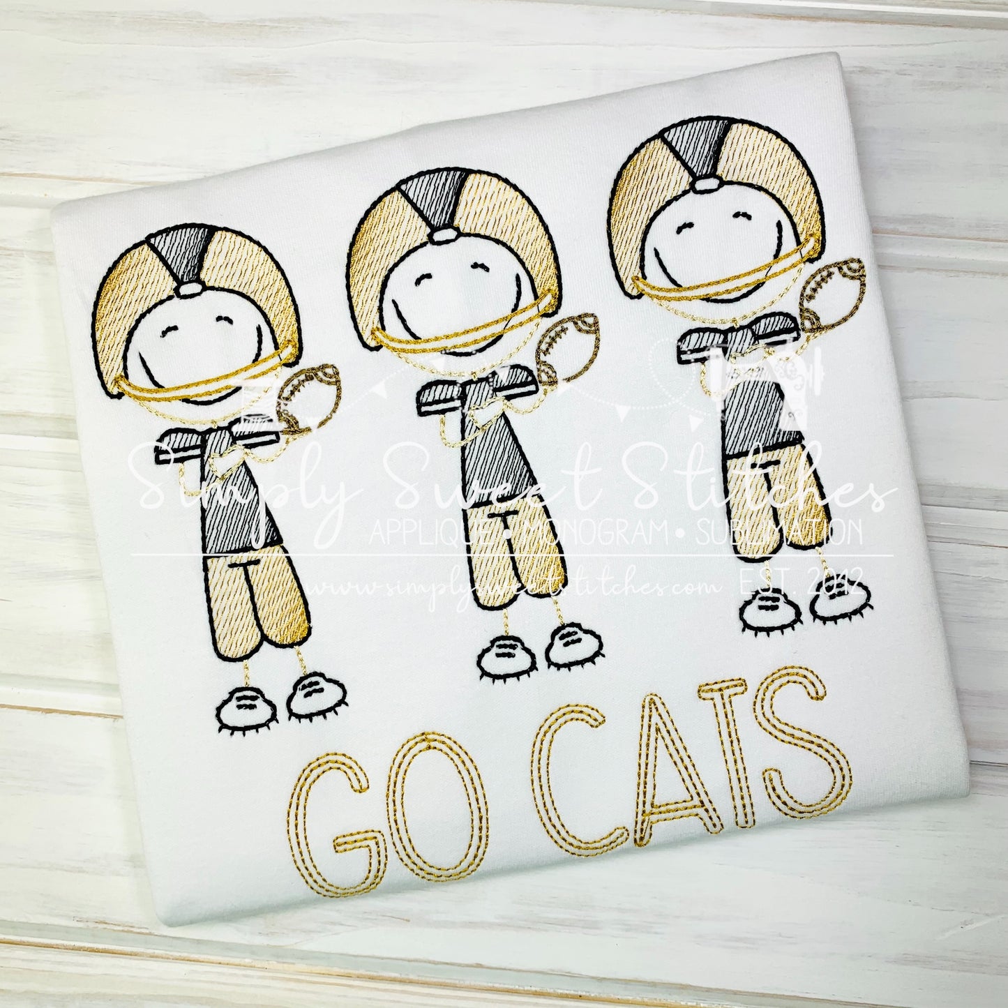 1688 - FOOTBALL PLAYER TRIO - SKETCH CHILD SHIRT