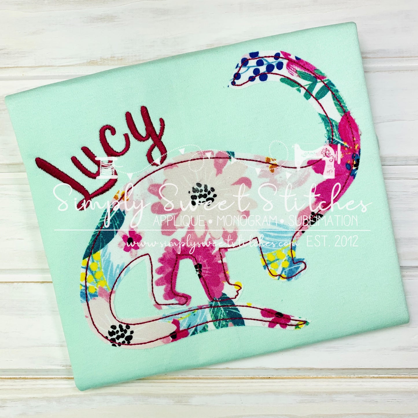 1656 - GIRL DINOSAUR - APPLIQUE CHILD SHIRT