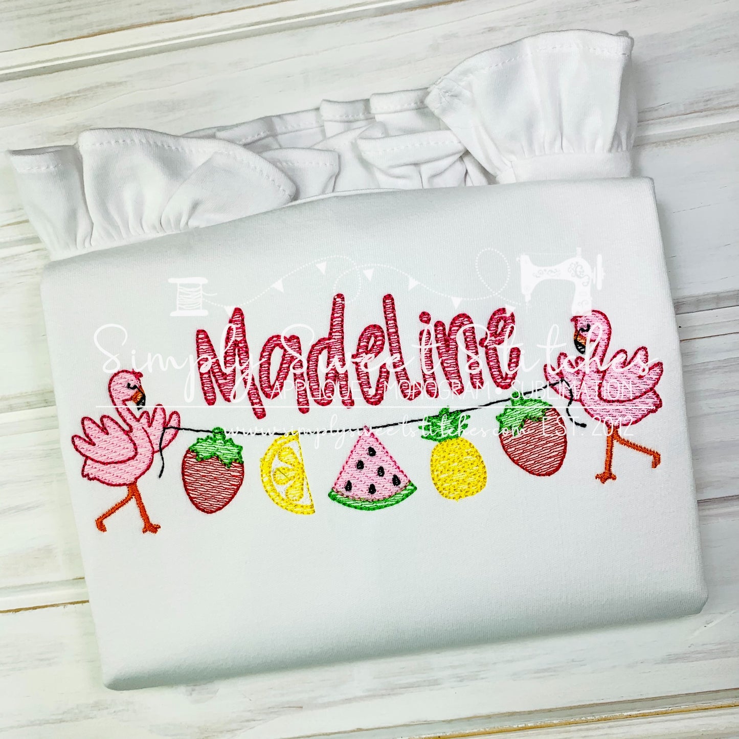 1672 - FRUITY TOOTY FLAMINGO BUNTING - SKETCH CHILD SHIRT