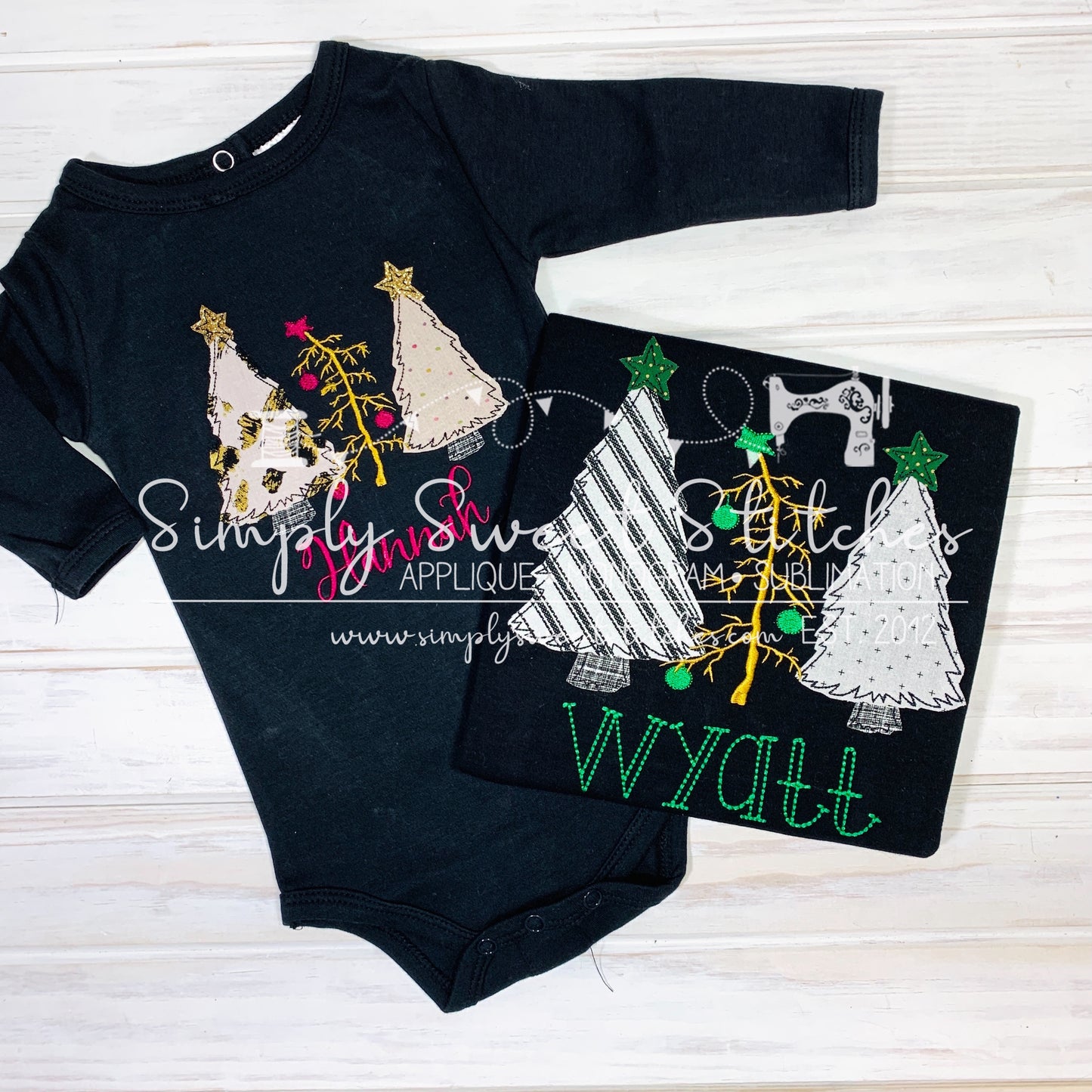 1492 - CHRISTMAS TREE TRIO BOY - APPLIQUE CHILD SHIRT