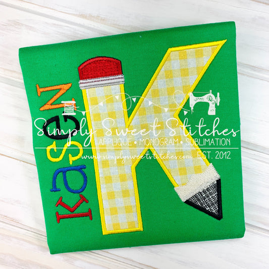 1480 - BOY PENCIL ALPHABET - APPLIQUE CHILD SHIRT