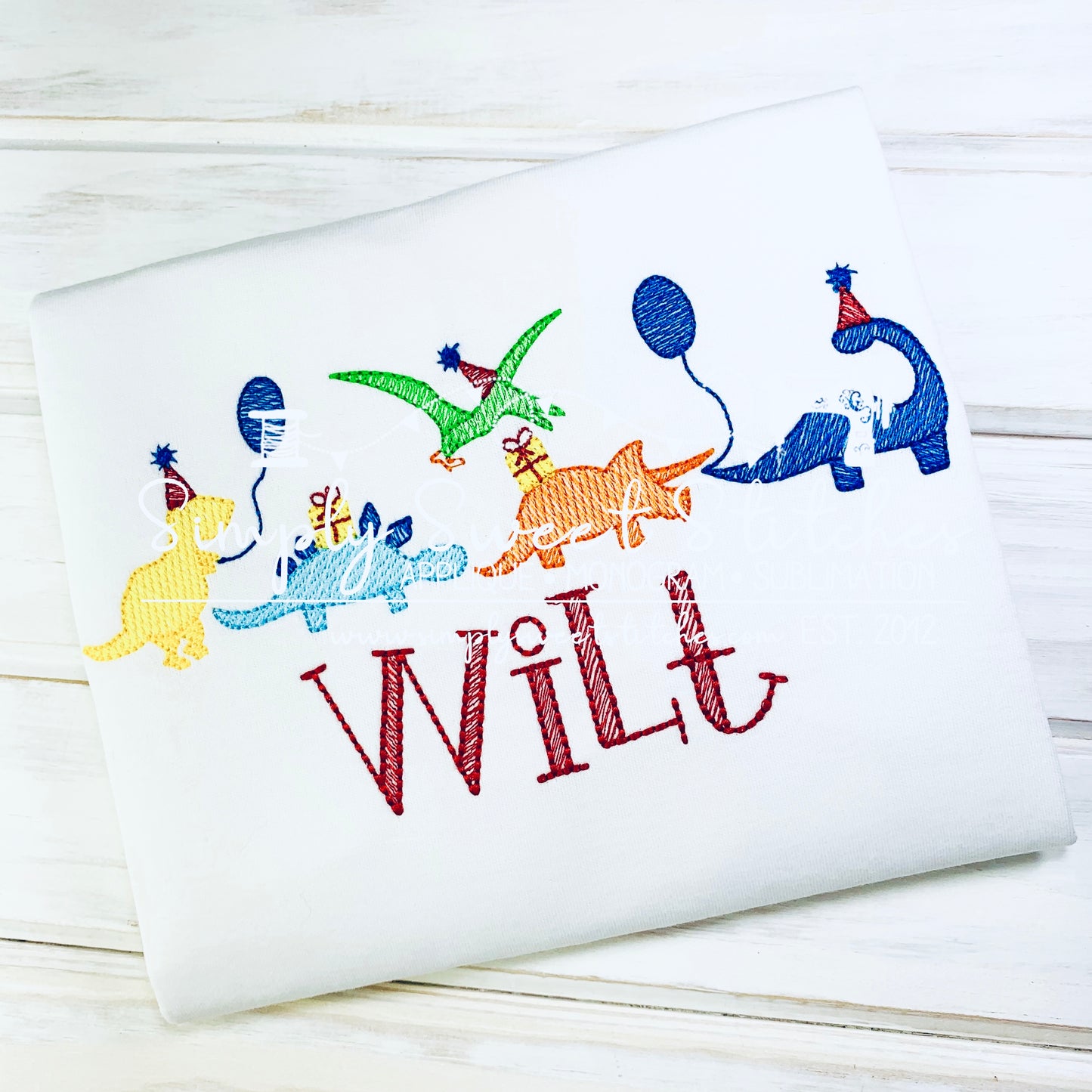 1532 - HAPPY BIRTHDAY DINOSAURS - SKETCH CHILD SHIRT