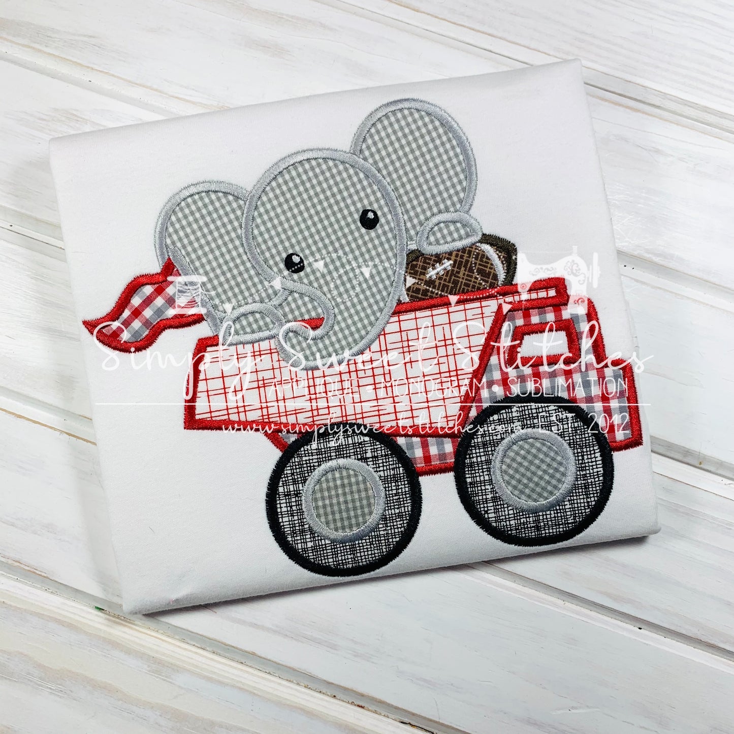 1483 - ELEPHANT DUMP TRUCK - APPLIQUE CHILD SHIRT