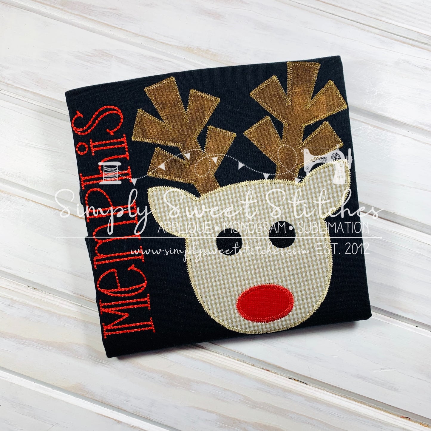 1406 - BOY REINDEER FACE - APPLIQUE CHILD SHIRT