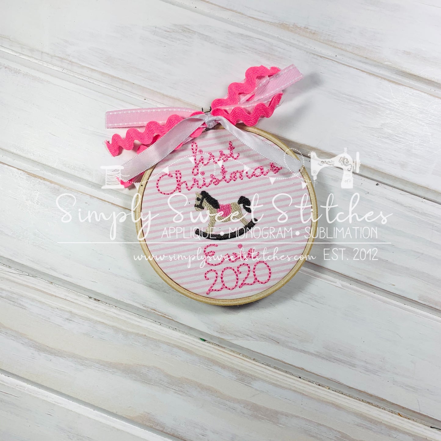 1130 - BABY'S FIRST CHRISTMAS ROCKING HORSE - EMBROIDERY ORNAMENT