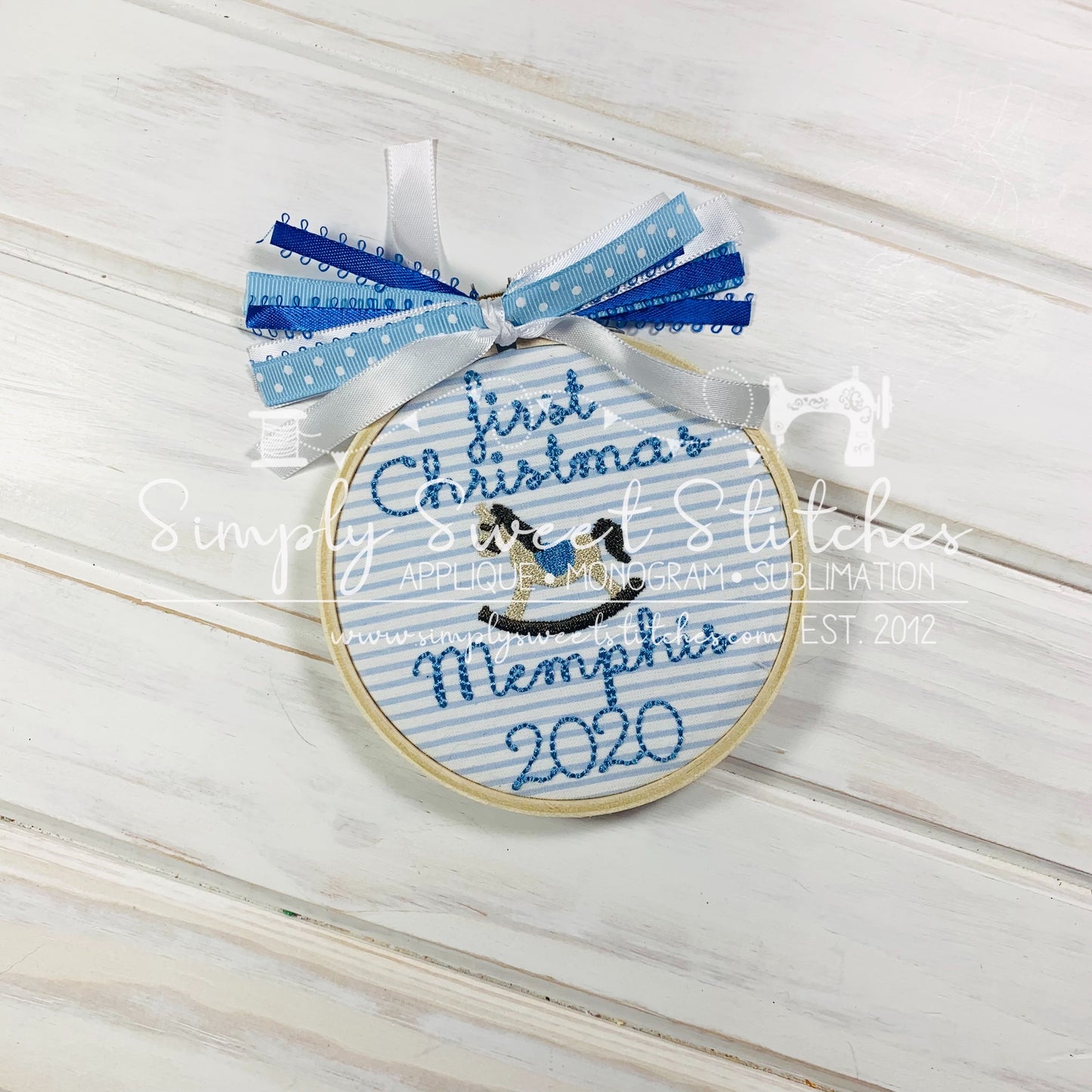 1130 - BABY'S FIRST CHRISTMAS ROCKING HORSE - EMBROIDERY ORNAMENT