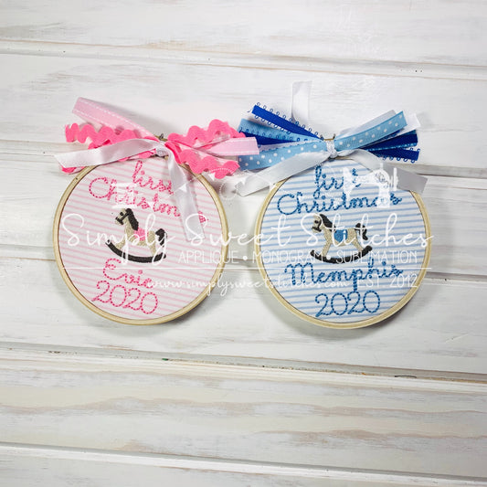 1130 - BABY'S FIRST CHRISTMAS ROCKING HORSE - EMBROIDERY ORNAMENT