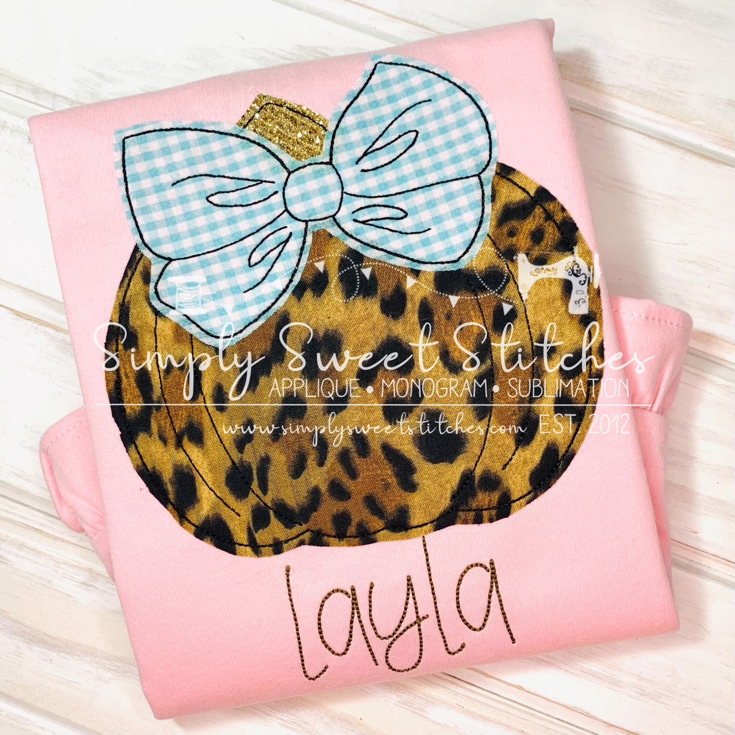 1210 - PUMPKIN WITH BIG BOW - APPLIQUE CHILD SHIRT