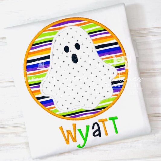 1786 - BOY GHOST CIRCLE - APPLIQUE CHILD SHIRT
