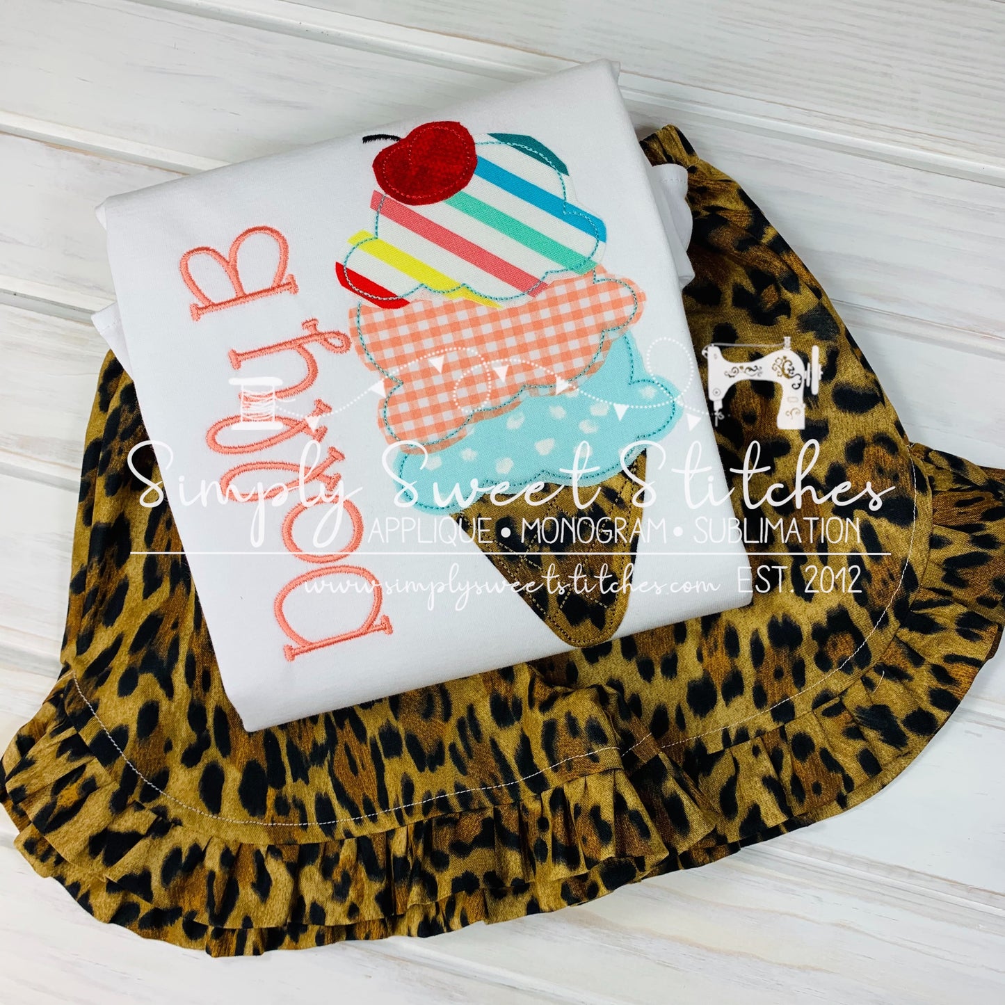 1669 - ICE CREAM CONE - APPLIQUE CHILD SHIRT