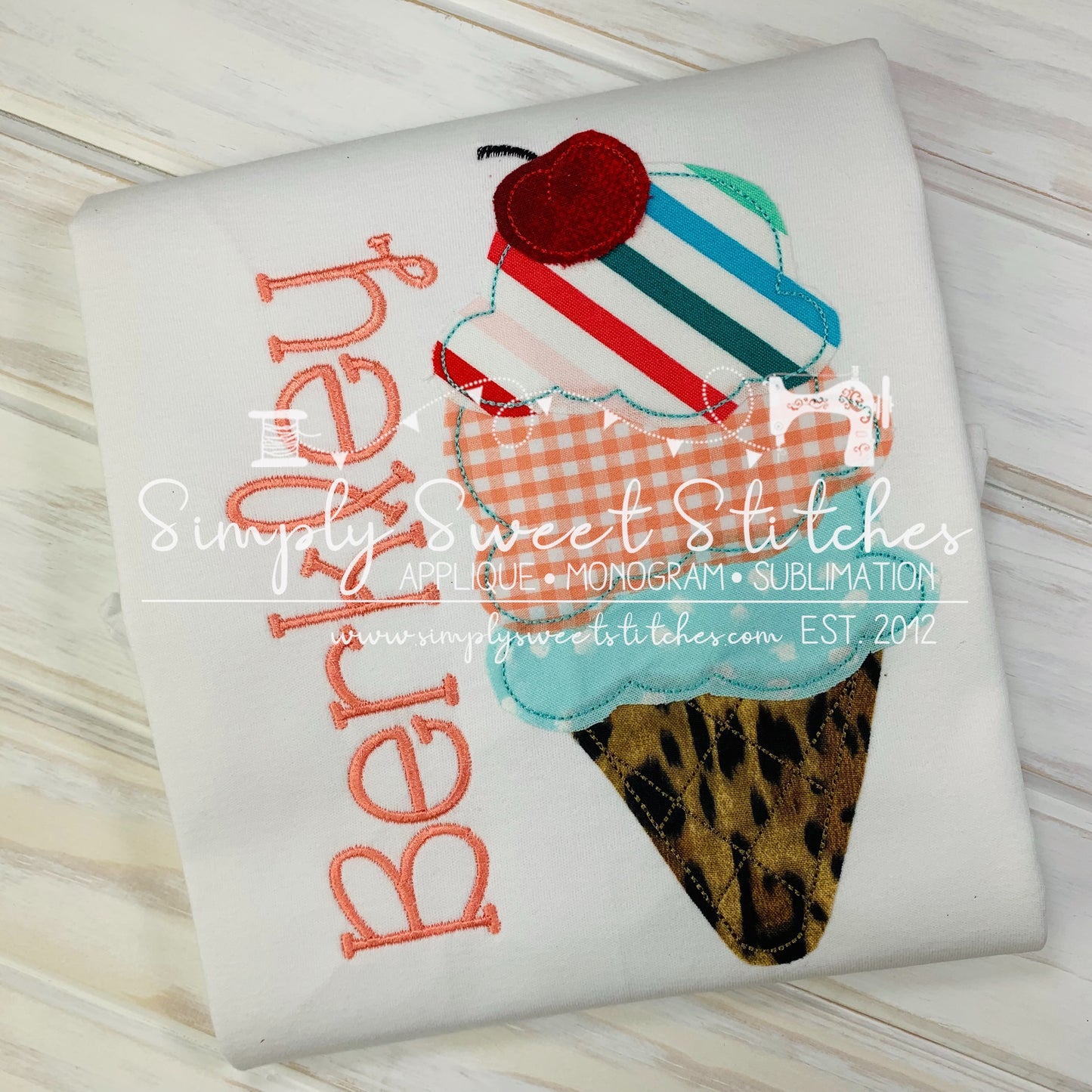 1669 - ICE CREAM CONE - APPLIQUE CHILD SHIRT