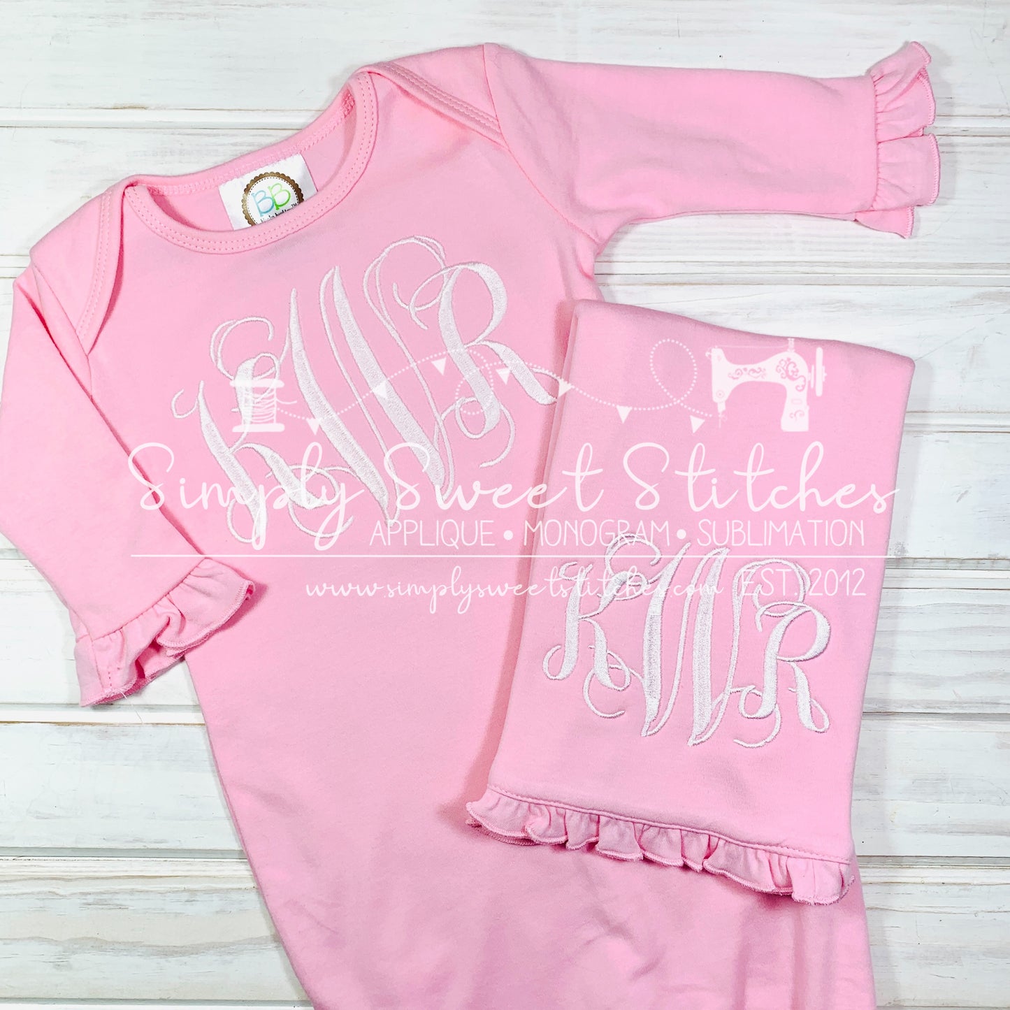1396 - GIRL MONOGRAM - EMBROIDERY BABY GOWN